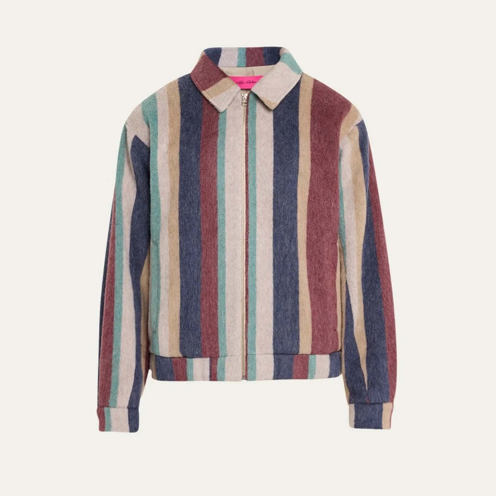 The Elder Statesman Member Jacket ‘Brushed Stripe Wool’ - size M